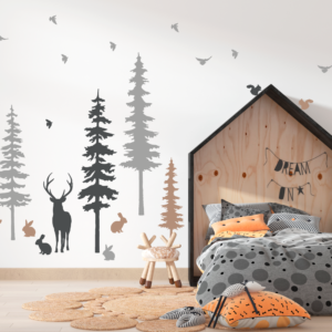 Pins et animaux de la forêt couleur accent cannelle