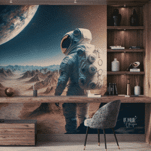 Astronaute et paysage lunaire