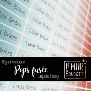 Étiquettes autocollantes PRÉNOM et NOM dégradés de couleurs POPS FUSÉE pour identifier avec style!