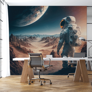 Astronaute et paysage lunaire